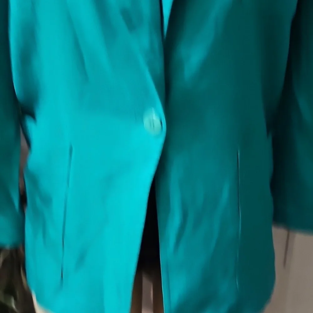 Christian Dior One Button Rayon Green Blazer With Patch Pockets 8